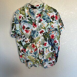 DISNEY x TOMMY BAHAMA MICKEY MINNIE Linen FLORAL HAWAIIAN SHIRT